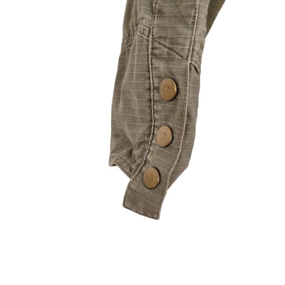 Nick Mo Anthropologie M Green Army Military Lightweight Full Zip Cropped‎ Jacket - Picture 6 of 11